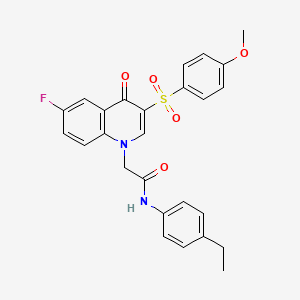 molecular formula C26H23FN2O5S B2457667 N-(4-乙基苯基)-2-[6-氟-3-(4-甲氧基苯基)磺酰基-4-氧代喹啉-1-基]乙酰胺 CAS No. 866813-78-7