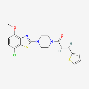 molecular formula C19H18ClN3O2S2 B2457674 (E)-1-(4-(7-chloro-4-methoxybenzo[d]thiazol-2-yl)piperazin-1-yl)-3-(thiophen-2-yl)prop-2-en-1-one CAS No. 886953-95-3