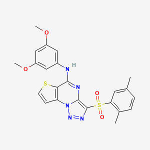 molecular formula C23H21N5O4S2 B2457680 N-(3,5-二甲氧基苯基)-3-((2,5-二甲基苯基)磺酰基)噻吩并[2,3-e][1,2,3]三唑并[1,5-a]嘧啶-5-胺 CAS No. 892747-57-8