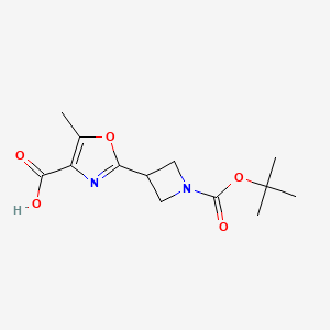 molecular formula C13H18N2O5 B2457692 5-Methyl-2-[1-[(2-methylpropan-2-yl)oxycarbonyl]azetidin-3-yl]-1,3-oxazole-4-carboxylic acid CAS No. 2416233-58-2