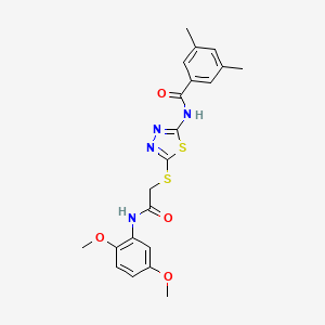 molecular formula C21H22N4O4S2 B2457696 N-(5-((2-((2,5-二甲氧基苯基)氨基)-2-氧代乙基)硫代)-1,3,4-噻二唑-2-基)-3,5-二甲基苯甲酰胺 CAS No. 896024-50-3