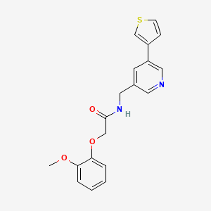 molecular formula C19H18N2O3S B2457721 2-(2-methoxyphenoxy)-N-((5-(thiophen-3-yl)pyridin-3-yl)methyl)acetamide CAS No. 1795190-77-0