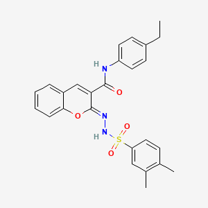 molecular formula C26H25N3O4S B2457723 (2Z)-2-[(3,4-dimethylphenyl)sulfonylhydrazinylidene]-N-(4-ethylphenyl)chromene-3-carboxamide CAS No. 1321668-58-9