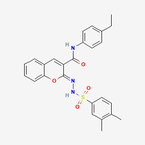 molecular formula C26H25N3O4S B2457723 (2Z)-2-[(3,4-二甲苯基)磺酰肼亚基]-N-(4-乙基苯基)色烯-3-甲酰胺 CAS No. 1321668-58-9