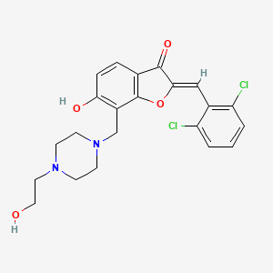 molecular formula C22H22Cl2N2O4 B2457724 (Z)-2-(2,6-dichlorobenzylidene)-6-hydroxy-7-((4-(2-hydroxyethyl)piperazin-1-yl)methyl)benzofuran-3(2H)-one CAS No. 899388-61-5