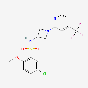 molecular formula C16H15ClF3N3O3S B2457729 5-Chloro-2-methoxy-N-[1-[4-(trifluoromethyl)pyridin-2-yl]azetidin-3-yl]benzenesulfonamide CAS No. 2415570-37-3