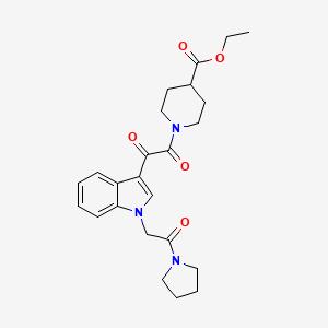 molecular formula C24H29N3O5 B2457734 ethyl 1-(2-oxo-2-(1-(2-oxo-2-(pyrrolidin-1-yl)ethyl)-1H-indol-3-yl)acetyl)piperidine-4-carboxylate CAS No. 893988-04-0