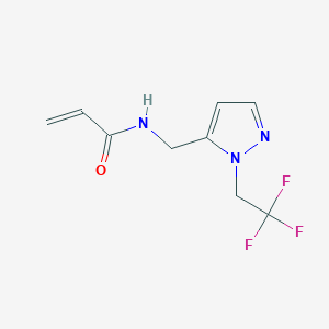 molecular formula C9H10F3N3O B2457747 N-[[2-(2,2,2-Trifluoroethyl)pyrazol-3-yl]methyl]prop-2-enamide CAS No. 2361655-85-6