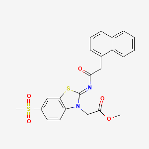 molecular formula C23H20N2O5S2 B2457748 Methyl 2-[6-methylsulfonyl-2-(2-naphthalen-1-ylacetyl)imino-1,3-benzothiazol-3-yl]acetate CAS No. 897734-25-7