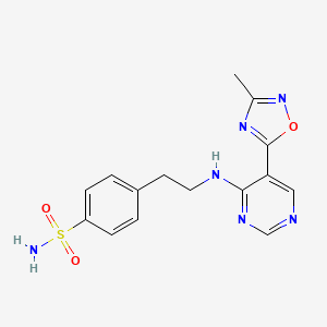 molecular formula C15H16N6O3S B2457752 4-(2-((5-(3-甲基-1,2,4-噁二唑-5-基)嘧啶-4-基)氨基)乙基)苯磺酰胺 CAS No. 2034339-40-5