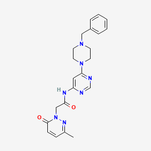 molecular formula C22H25N7O2 B2457754 N-(6-(4-benzylpiperazin-1-yl)pyrimidin-4-yl)-2-(3-methyl-6-oxopyridazin-1(6H)-yl)acetamide CAS No. 1421508-35-1