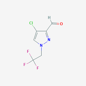 molecular formula C6H4ClF3N2O B2457758 4-Chloro-1-(2,2,2-trifluoroethyl)-1H-pyrazole-3-carbaldehyde CAS No. 2054953-57-8