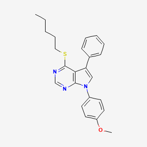 molecular formula C24H25N3OS B2457761 7-(4-methoxyphenyl)-4-(pentylsulfanyl)-5-phenyl-7H-pyrrolo[2,3-d]pyrimidine CAS No. 442879-02-9