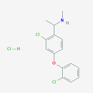 molecular formula C15H16Cl3NO B2457764 {1-[2-Chloro-4-(2-chlorophenoxy)phenyl]ethyl}(methyl)amine hydrochloride CAS No. 2094137-56-9