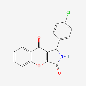 molecular formula C17H10ClNO3 B2457766 1-(4-Chlorophenyl)-1,2-dihydrochromeno[2,3-c]pyrrole-3,9-dione CAS No. 879450-91-6