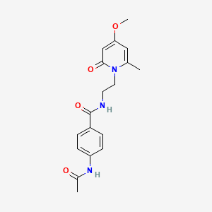 molecular formula C18H21N3O4 B2457768 4-acetamido-N-(2-(4-methoxy-6-methyl-2-oxopyridin-1(2H)-yl)ethyl)benzamide CAS No. 2034267-23-5