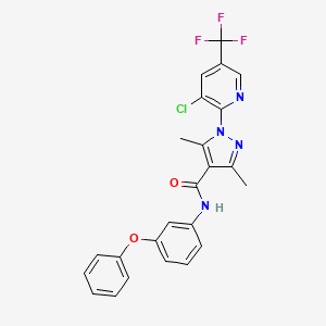 molecular formula C24H18ClF3N4O2 B2457771 1-[3-chloro-5-(trifluoromethyl)pyridin-2-yl]-3,5-dimethyl-N-(3-phenoxyphenyl)-1H-pyrazole-4-carboxamide CAS No. 2085690-29-3