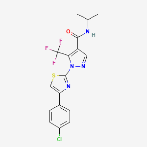 molecular formula C17H14ClF3N4OS B2457775 1-[4-(4-clorofenil)-1,3-tiazol-2-il]-N-propan-2-il-5-(trifluorometil)pirazol-4-carboxamida CAS No. 321998-57-6