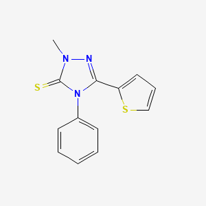 molecular formula C13H11N3S2 B2457789 2-Methyl-4-phenyl-5-thiophen-2-yl-1,2,4-triazole-3-thione CAS No. 1022482-46-7