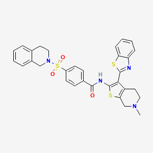 molecular formula C31H28N4O3S3 B2457790 N-(3-(benzo[d]thiazol-2-yl)-6-methyl-4,5,6,7-tetrahydrothieno[2,3-c]pyridin-2-yl)-4-((3,4-dihydroisoquinolin-2(1H)-yl)sulfonyl)benzamide CAS No. 681176-73-8