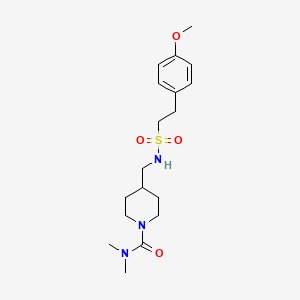molecular formula C18H29N3O4S B2457795 4-((2-(4-甲氧基苯基)乙磺酰胺)甲基)-N,N-二甲基哌啶-1-甲酰胺 CAS No. 2034283-84-4
