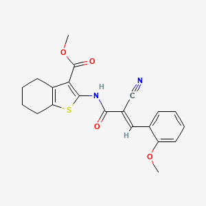 molecular formula C21H20N2O4S B2457797 (E)-methyl 2-(2-cyano-3-(2-methoxyphenyl)acrylamido)-4,5,6,7-tetrahydrobenzo[b]thiophene-3-carboxylate CAS No. 464907-03-7