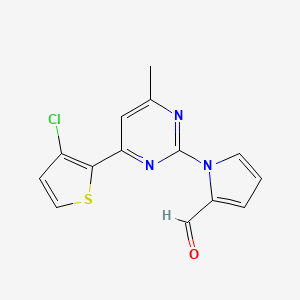 molecular formula C14H10ClN3OS B2457800 1-[4-(3-chloro-2-thienyl)-6-methyl-2-pyrimidinyl]-1H-pyrrole-2-carbaldehyde CAS No. 860788-76-7