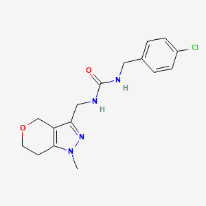 molecular formula C16H19ClN4O2 B2457807 1-(4-Chlorobenzyl)-3-((1-methyl-1,4,6,7-tetrahydropyrano[4,3-c]pyrazol-3-yl)methyl)urea CAS No. 1797262-10-2