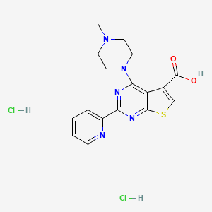 molecular formula C17H19Cl2N5O2S B2457838 4-(4-Methylpiperazin-1-yl)-2-(pyridin-2-yl)thieno[2,3-d]pyrimidine-5-carboxylic acid dihydrochloride CAS No. 2060000-40-8