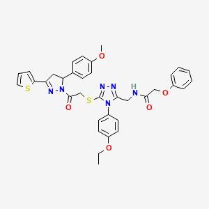 molecular formula C35H34N6O5S2 B2457845 N-[[4-(4-乙氧基苯基)-5-[2-[3-(4-甲氧基苯基)-5-噻吩-2-基-3,4-二氢吡唑-2-基]-2-氧代乙基]硫代-1,2,4-三唑-3-基]甲基]-2-苯氧基乙酰胺 CAS No. 393585-59-6