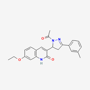 3-(1-acetyl-3-(m-tolyl)-4,5-dihydro-1H-pyrazol-5-yl)-7-ethoxyquinolin-2(1H)-one