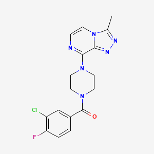 molecular formula C17H16ClFN6O B2457857 (3-Chloro-4-fluorophenyl)(4-(3-methyl-[1,2,4]triazolo[4,3-a]pyrazin-8-yl)piperazin-1-yl)methanone CAS No. 2034348-83-7