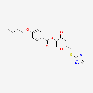6-(((1-methyl-1H-imidazol-2-yl)thio)methyl)-4-oxo-4H-pyran-3-yl 4-butoxybenzoate