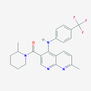 (7-Methyl-4-((4-(trifluoromethyl)phenyl)amino)-1,8-naphthyridin-3-yl)(2-methylpiperidin-1-yl)methanone
