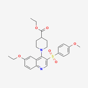 Ethyl 1-(6-ethoxy-3-((4-methoxyphenyl)sulfonyl)quinolin-4-yl)piperidine-4-carboxylate