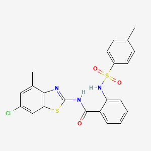 molecular formula C22H18ClN3O3S2 B2457869 N-(6-氯-4-甲基苯并[d]噻唑-2-基)-2-(4-甲基苯磺酰胺)苯甲酰胺 CAS No. 920466-78-0