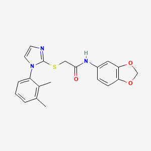 molecular formula C20H19N3O3S B2457871 N-(benzo[d][1,3]dioxol-5-yl)-2-((1-(2,3-dimethylphenyl)-1H-imidazol-2-yl)thio)acetamide CAS No. 851131-59-4