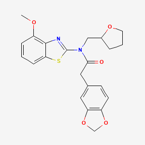 molecular formula C22H22N2O5S B2457881 2-(benzo[d][1,3]dioxol-5-yl)-N-(4-methoxybenzo[d]thiazol-2-yl)-N-((tetrahydrofuran-2-yl)methyl)acetamide CAS No. 922558-47-2