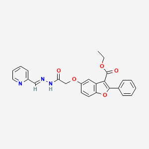 molecular formula C25H21N3O5 B2457882 (E)-5-(2-oxo-2-(2-(pyridin-2-基亚甲基)肼基)乙氧基)-2-苯基苯并呋喃-3-羧酸乙酯 CAS No. 578701-66-3
