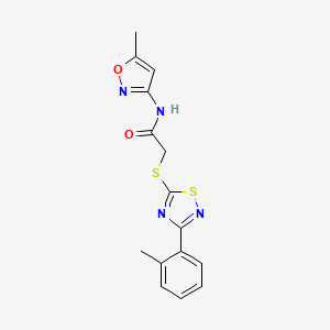 molecular formula C15H14N4O2S2 B2457915 N-(5-methylisoxazol-3-yl)-2-((3-(o-tolyl)-1,2,4-thiadiazol-5-yl)thio)acetamide CAS No. 864918-94-5