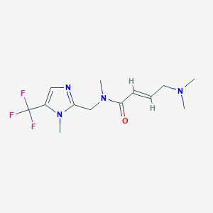 molecular formula C13H19F3N4O B2457917 (E)-4-(Dimethylamino)-N-methyl-N-[[1-methyl-5-(trifluoromethyl)imidazol-2-yl]methyl]but-2-enamide CAS No. 2411330-31-7