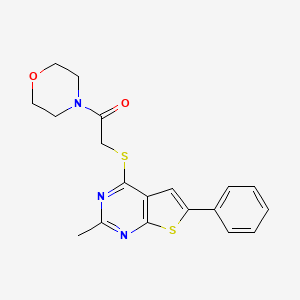 molecular formula C19H19N3O2S2 B2457925 2-((2-甲基-6-苯基噻吩并[2,3-d]嘧啶-4-基)硫代)-1-吗啉乙酮 CAS No. 496028-04-7