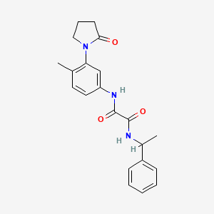 molecular formula C21H23N3O3 B2457927 N1-(4-methyl-3-(2-oxopyrrolidin-1-yl)phenyl)-N2-(1-phenylethyl)oxalamide CAS No. 941890-71-7