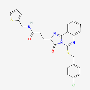 molecular formula C25H21ClN4O2S2 B2457929 3-(5-{[(4-chlorophenyl)methyl]sulfanyl}-3-oxo-2H,3H-imidazo[1,2-c]quinazolin-2-yl)-N-[(thiophen-2-yl)methyl]propanamide CAS No. 1028031-37-9