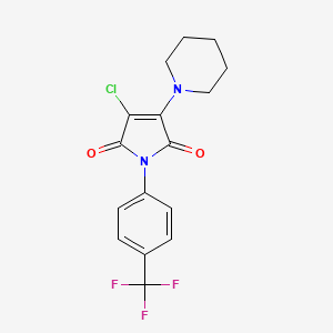 molecular formula C16H14ClF3N2O2 B2457933 3-Chloro-4-piperidin-1-yl-1-[4-(trifluoromethyl)phenyl]pyrrole-2,5-dione CAS No. 2115500-49-5