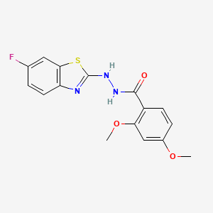 molecular formula C16H14FN3O3S B2457937 N'-(6-氟苯并[d]噻唑-2-基)-2,4-二甲氧基苯甲酰肼 CAS No. 851980-02-4