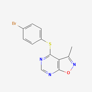 molecular formula C12H8BrN3OS B2457945 4-Bromophenyl 3-methylisoxazolo[5,4-d]pyrimidin-4-yl sulfide CAS No. 478050-42-9
