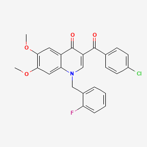 molecular formula C25H19ClFNO4 B2457946 3-(4-chlorobenzoyl)-1-(2-fluorobenzyl)-6,7-dimethoxyquinolin-4(1H)-one CAS No. 866809-25-8