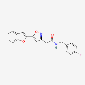 molecular formula C20H15FN2O3 B2457952 2-(5-(benzofuran-2-yl)isoxazol-3-yl)-N-(4-fluorobenzyl)acetamide CAS No. 1105218-45-8