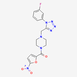 (4-((1-(3-fluorophenyl)-1H-tetrazol-5-yl)methyl)piperazin-1-yl)(5-nitrofuran-2-yl)methanone